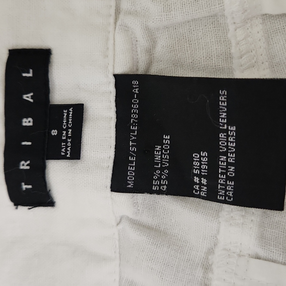 Tribal White Linen Blend Bermuda Shorts - Picture 4 of 5